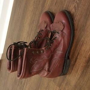 Vintage Double H Brown Lacer Packer Boots Size 7